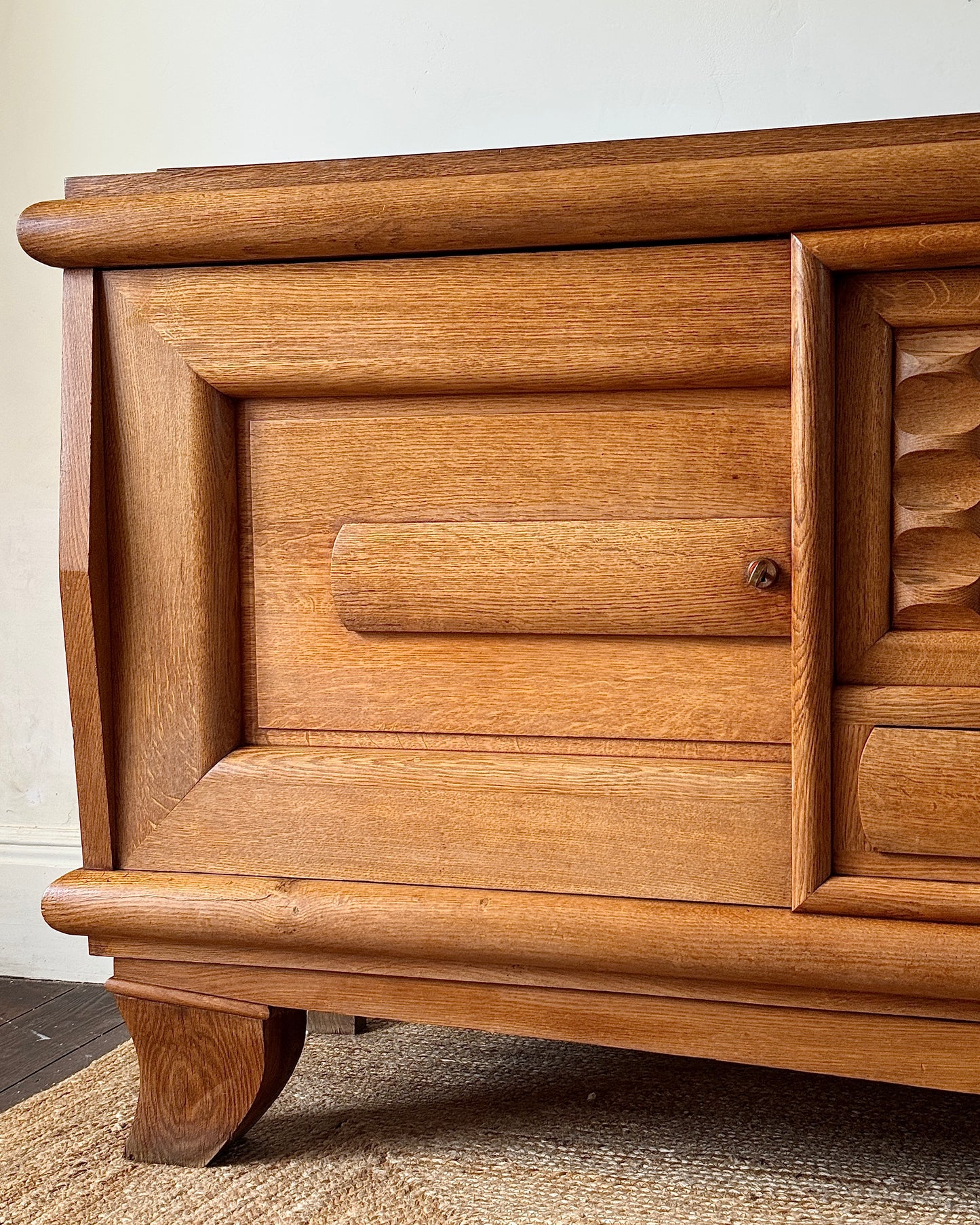 Large French Oak Sideboard in the Manner of Charles Dudouyt, c.1940s