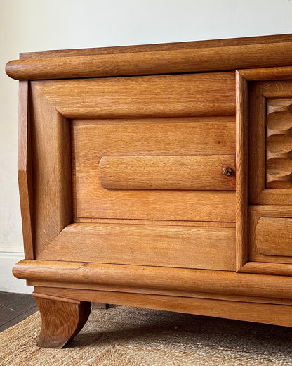Large French Oak Sideboard in the Manner of Charles Dudouyt, c.1940s