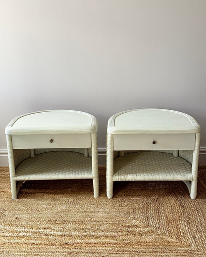 Pair of Swedish Wicker Bedside Tables, circa 1970