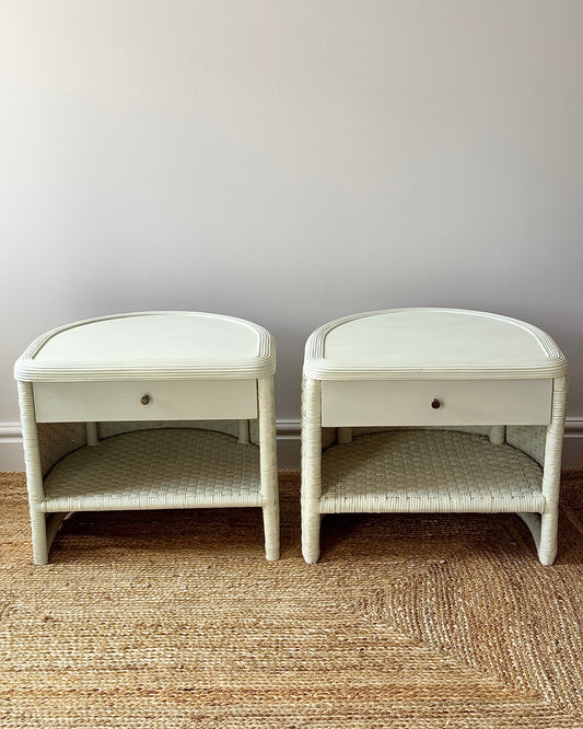 Pair of Swedish Wicker Bedside Tables, circa 1970