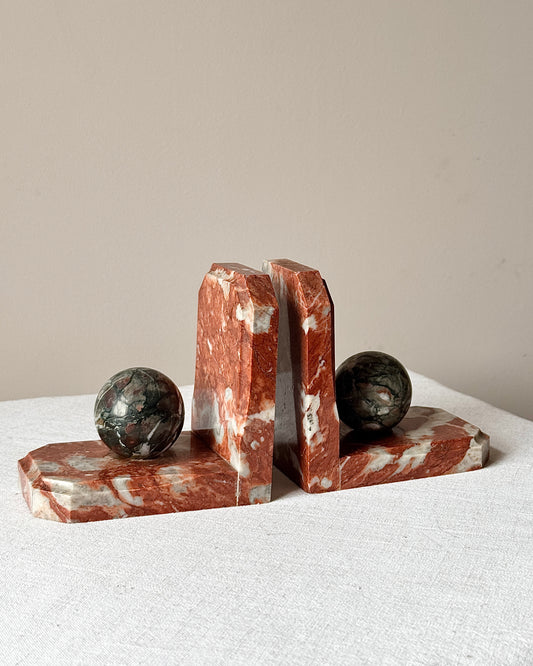 Pair of Art Deco Red Marble Bookends