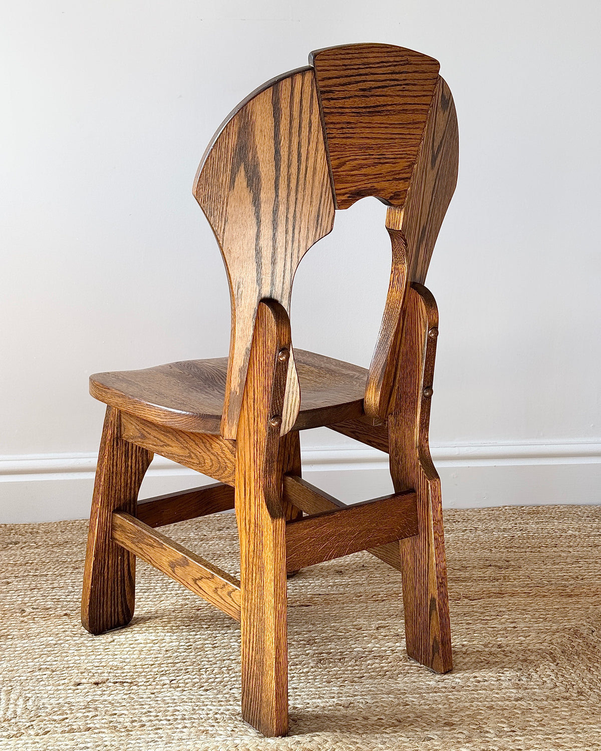 Set of 6 Belgian Oak Dining Chairs, c.1970