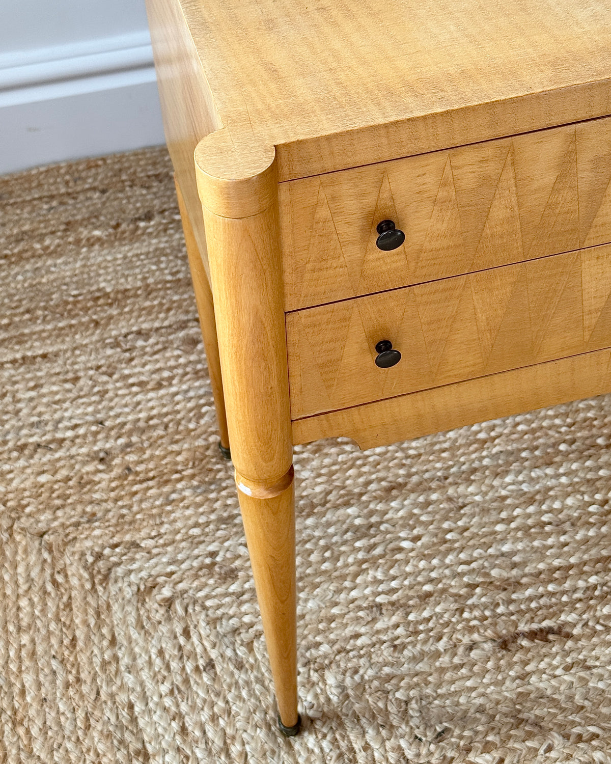 Pair of French Bedside Tables with Geometric Parquetry, c.1950
