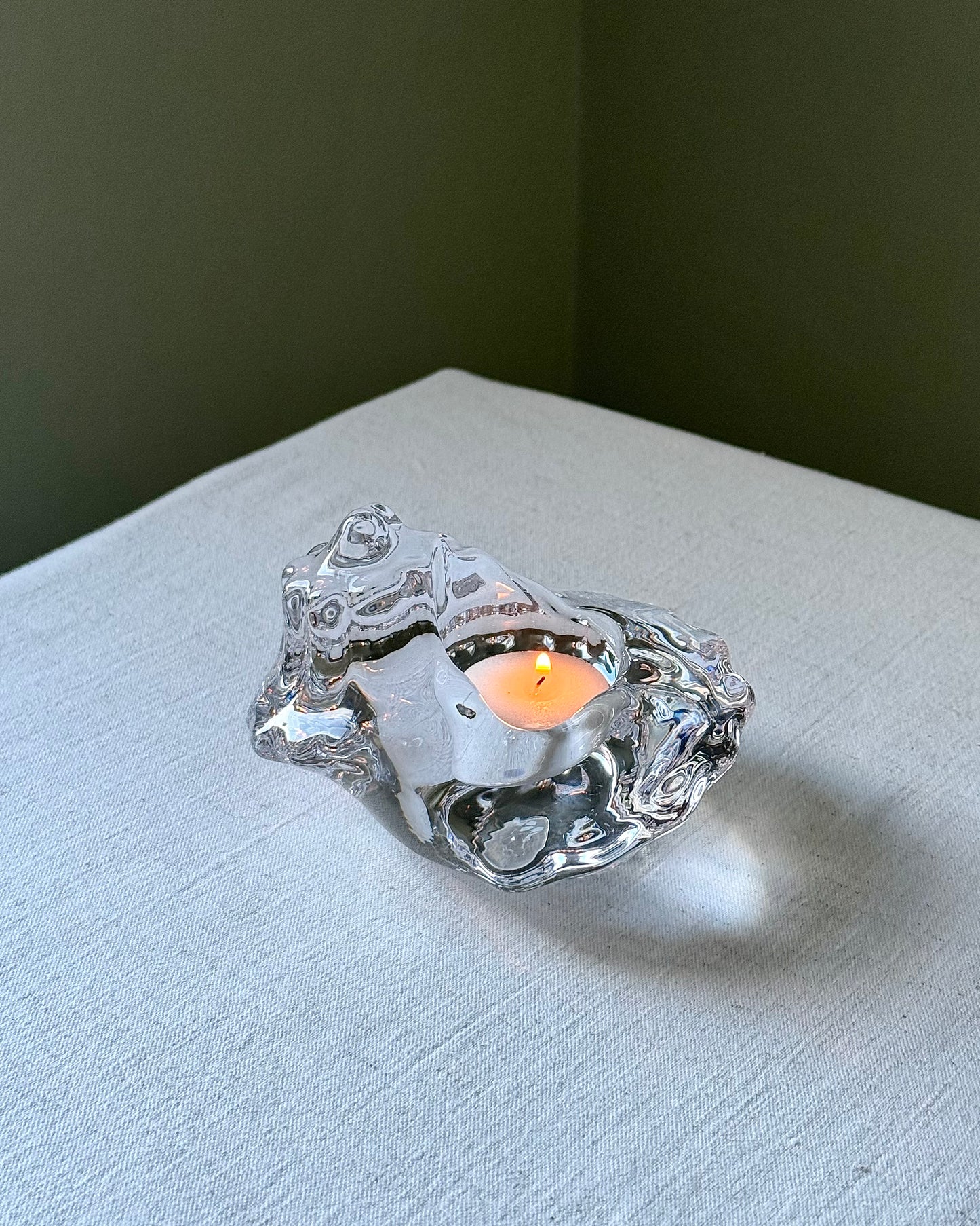 Conch Glass Tealight Holder by Orrefors Sweden