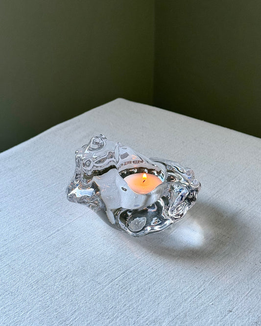Conch Glass Tealight Holder by Orrefors Sweden