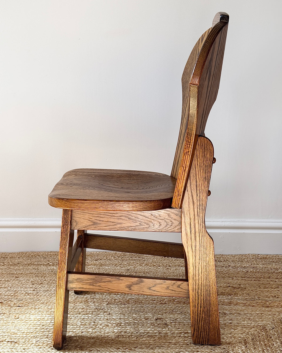 Set of 6 Belgian Oak Dining Chairs, c.1970