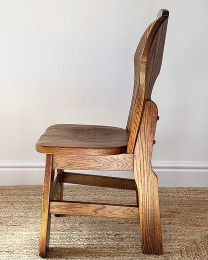 Set of 6 Belgian Oak Dining Chairs, c.1970