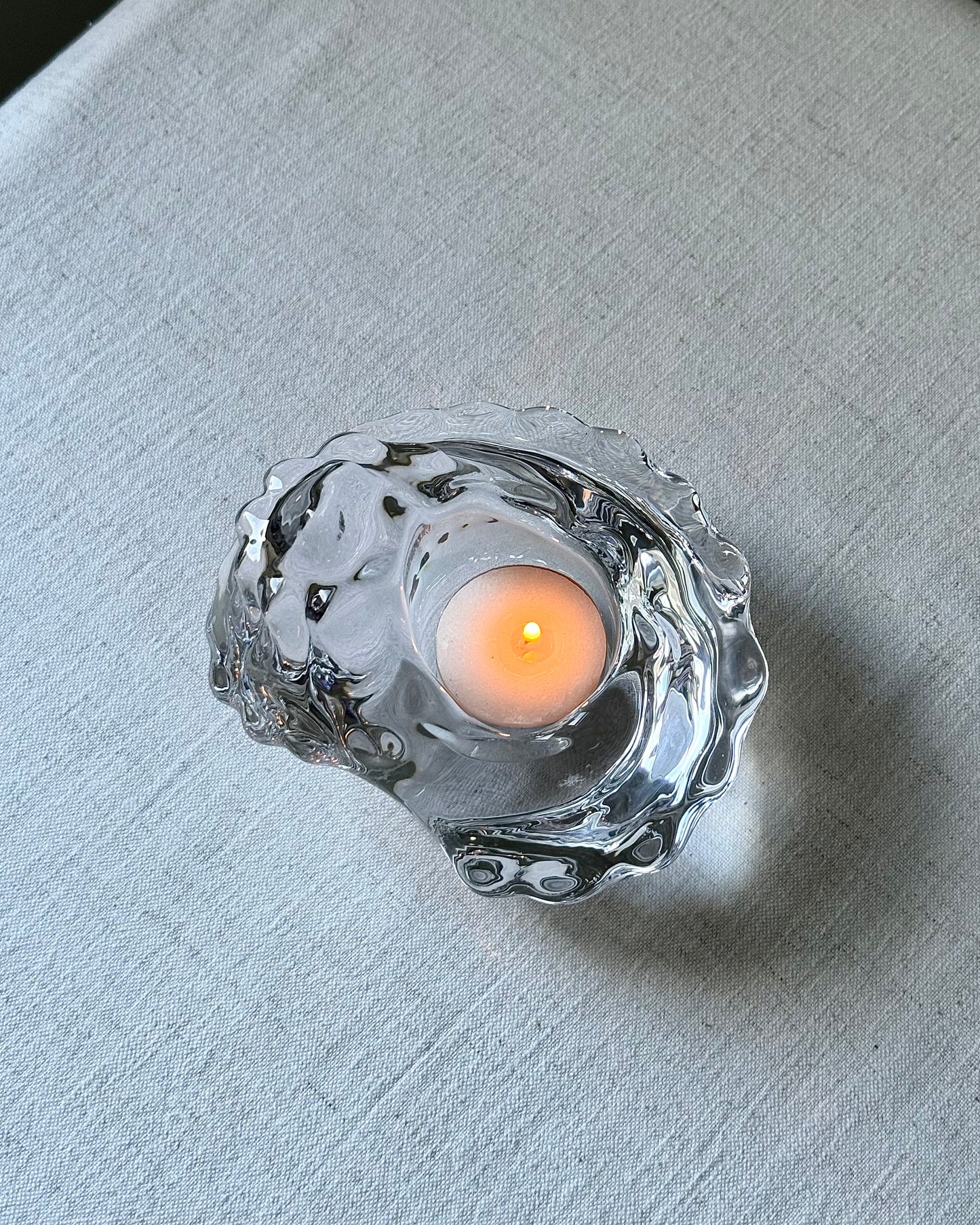 Conch Glass Tealight Holder by Orrefors Sweden