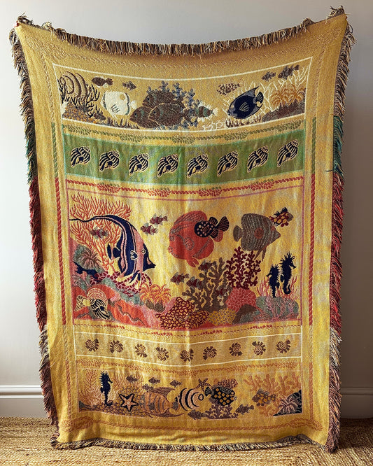 Swedish Mid-century Woven Wool Reversible Blanket