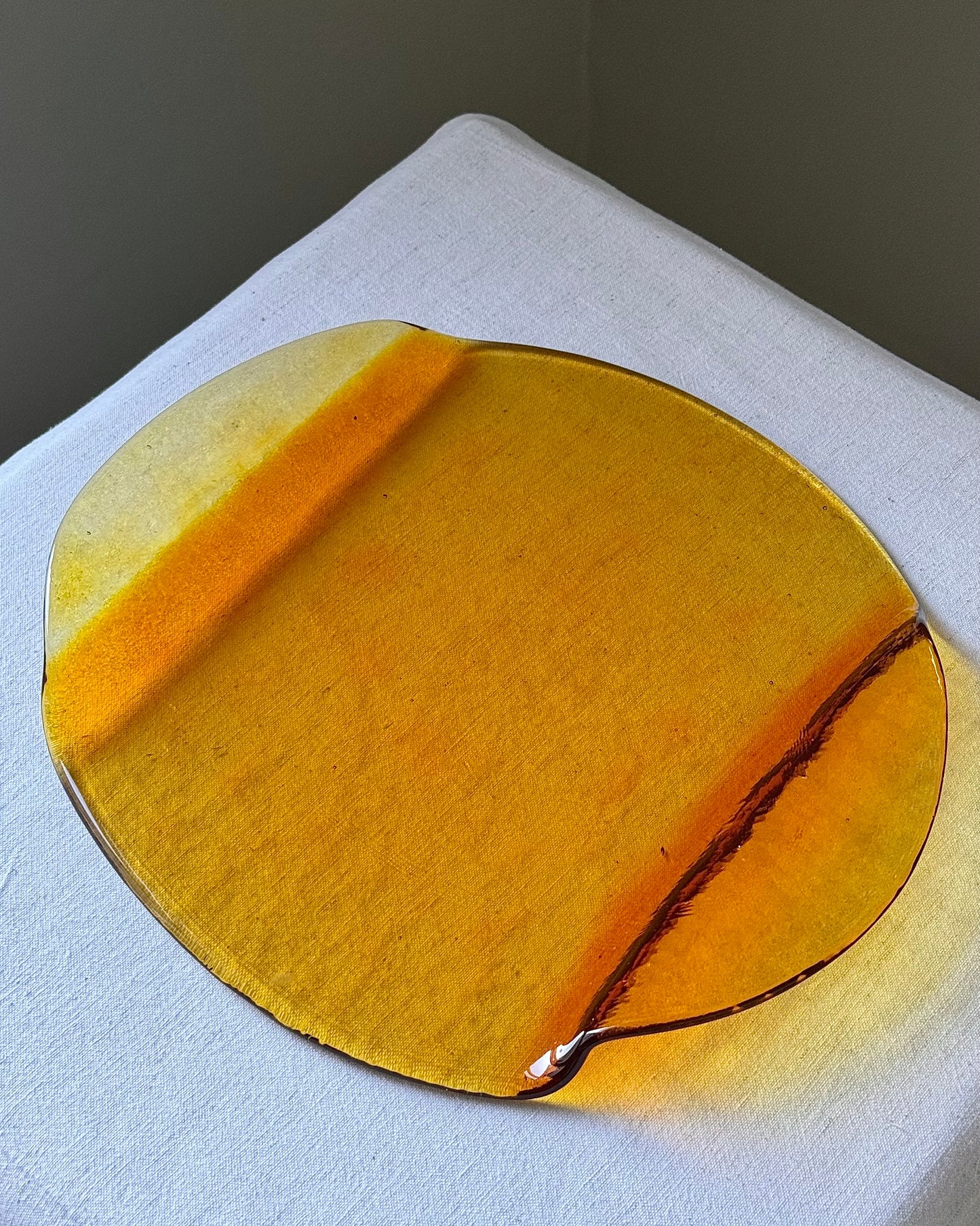 Gösta Sigvard for Lindshammar Amber Glass Platter