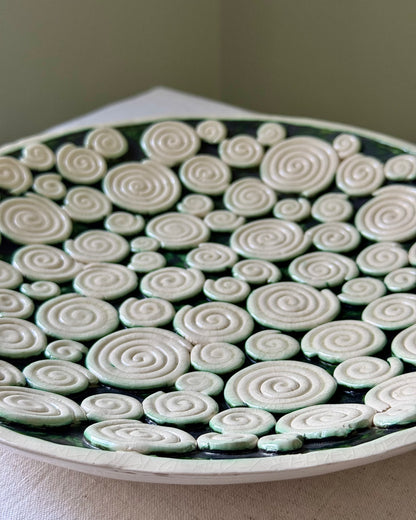 Mid-century Ceramic Coiled Relief Bowl, Signed Florian