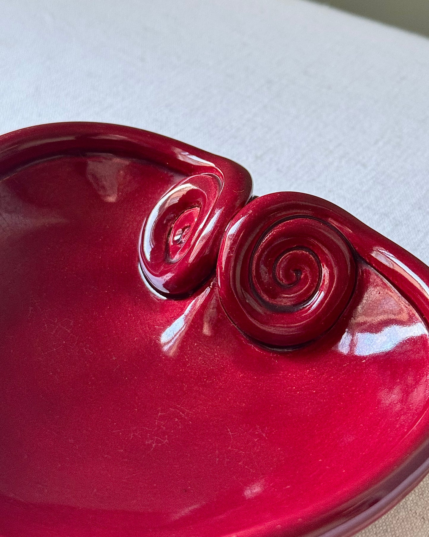 Mid-Century Vallauris Red Heart Coiled Dish