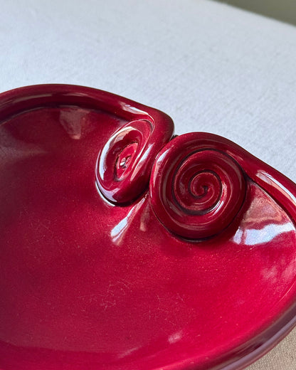 Mid-Century Vallauris Red Heart Coiled Dish