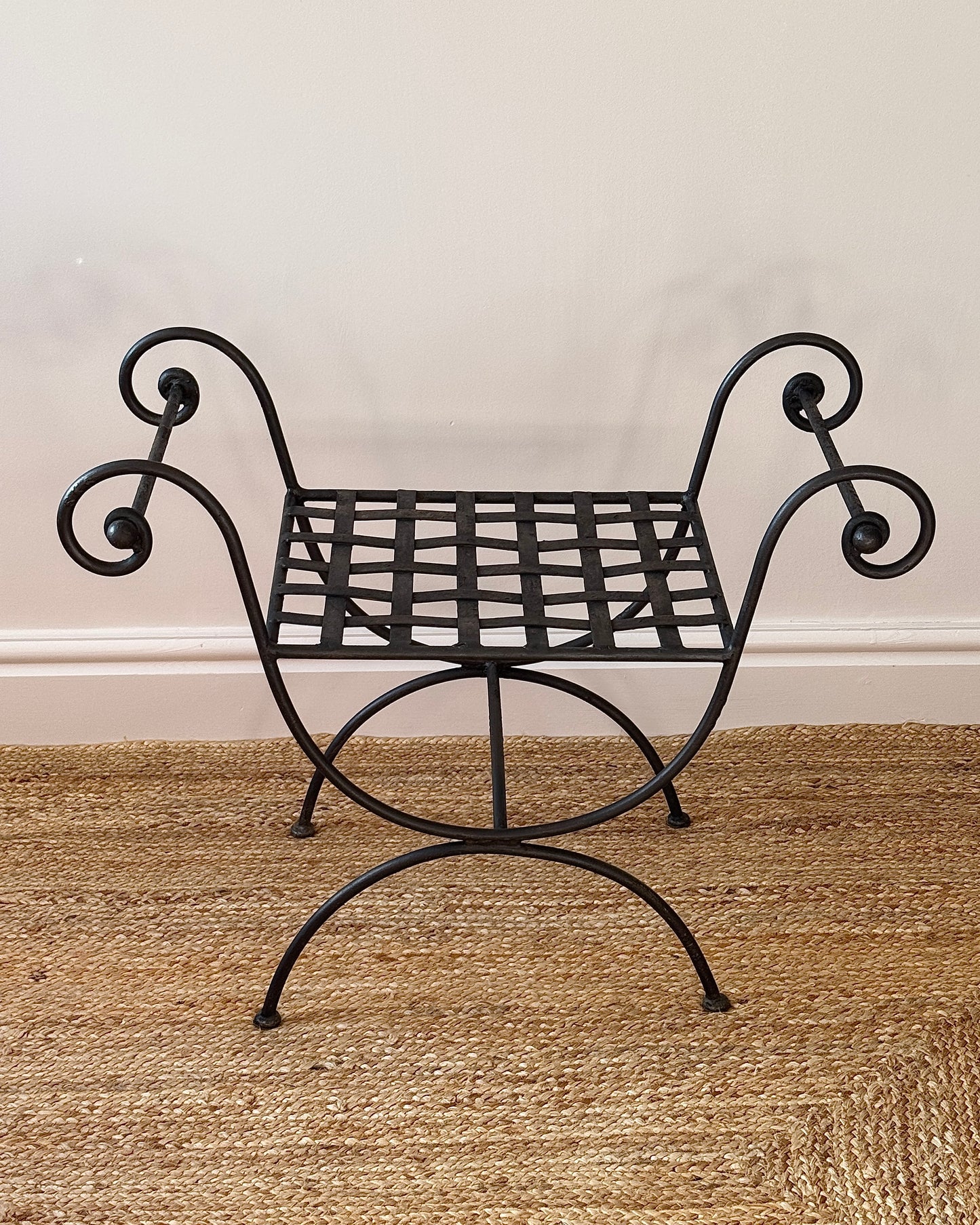 French Mid-century Iron Curule Stool