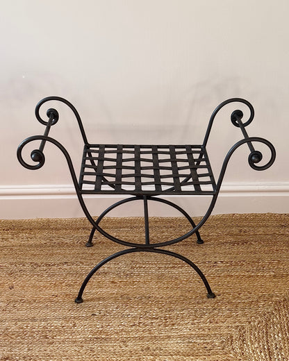 French Mid-century Iron Curule Stool