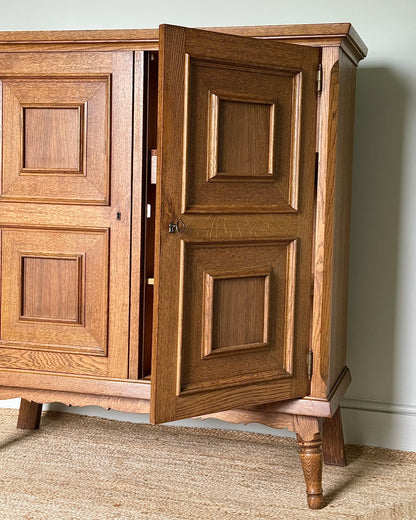 Geometric Oak Danish Cabinet Sideboard, Circa 1930’s