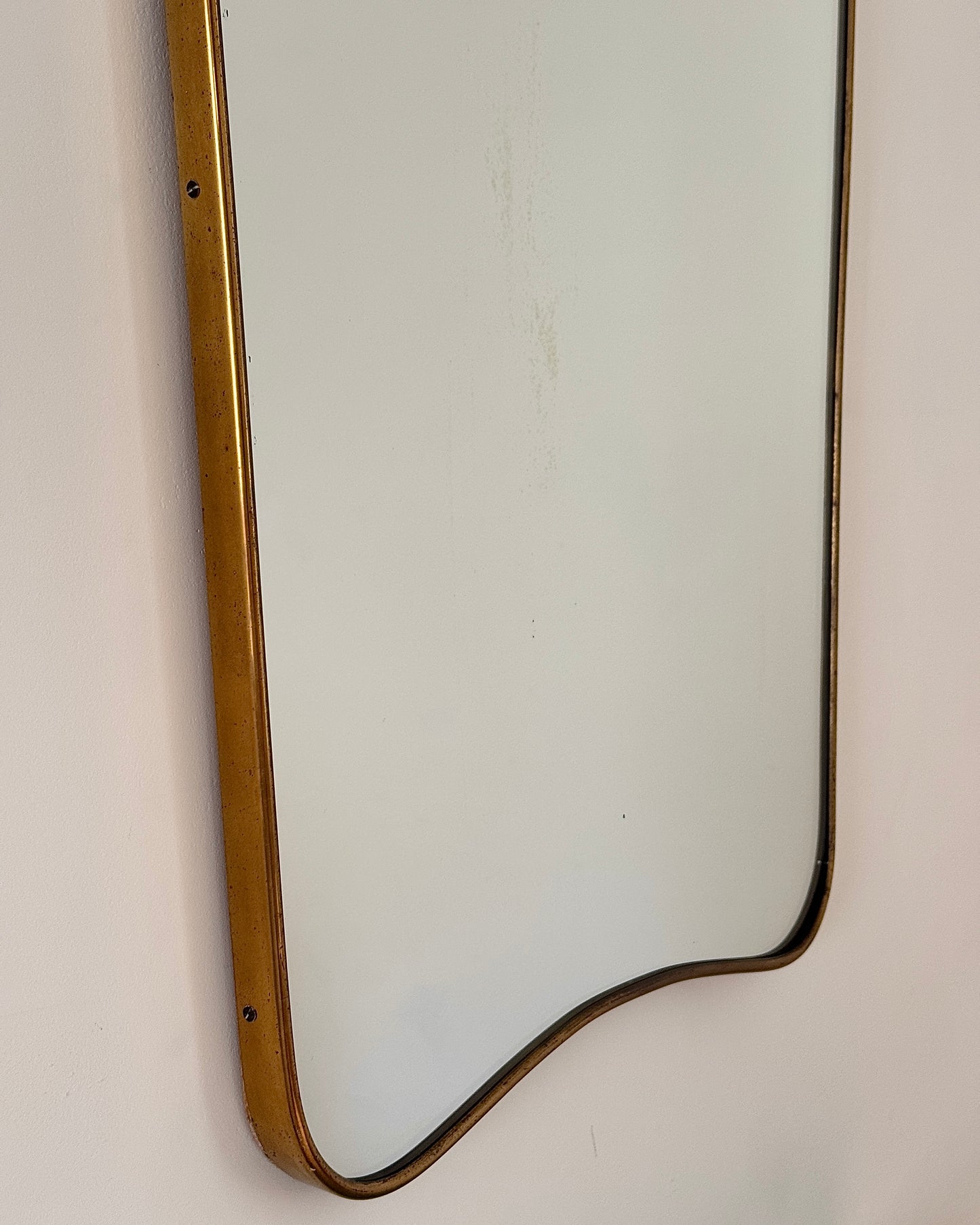 Italian Brass Sheild Mirror and Console, Attributed to Gio Ponti, c.1950s