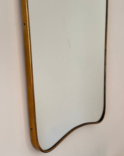 Italian Brass Sheild Mirror and Console, Attributed to Gio Ponti, c.1950s