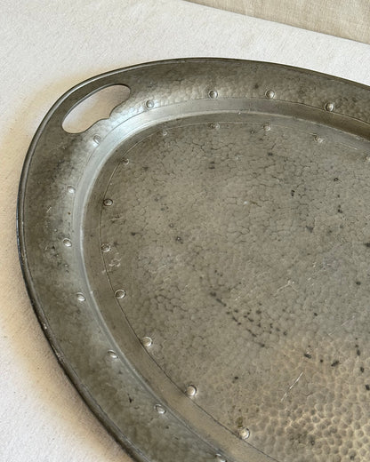 English Arts & Crafts Hammered Pewter Tray