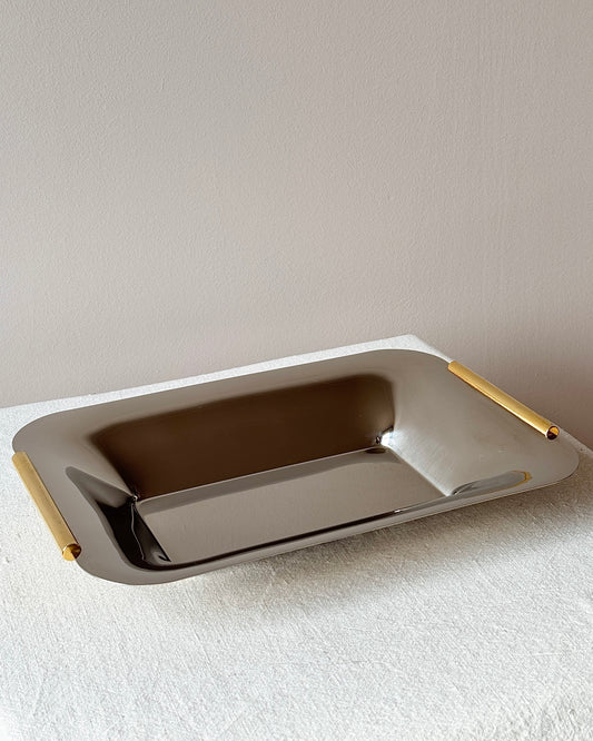 Italian Stainless Steel Tray with Brass Handles