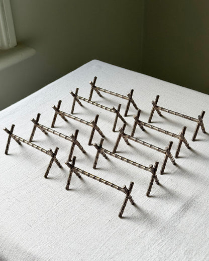 Set of 10 Silver Plated Bamboo Cutlery Rests