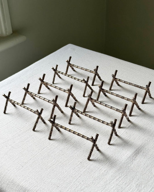 Set of 10 Silver Plated Bamboo Cutlery Rests