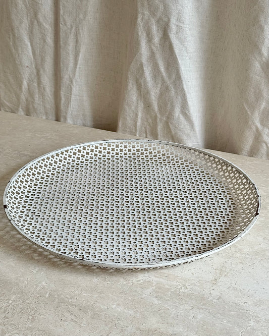 Mathieu Matégot White Perforated Metal Tray, 1950s