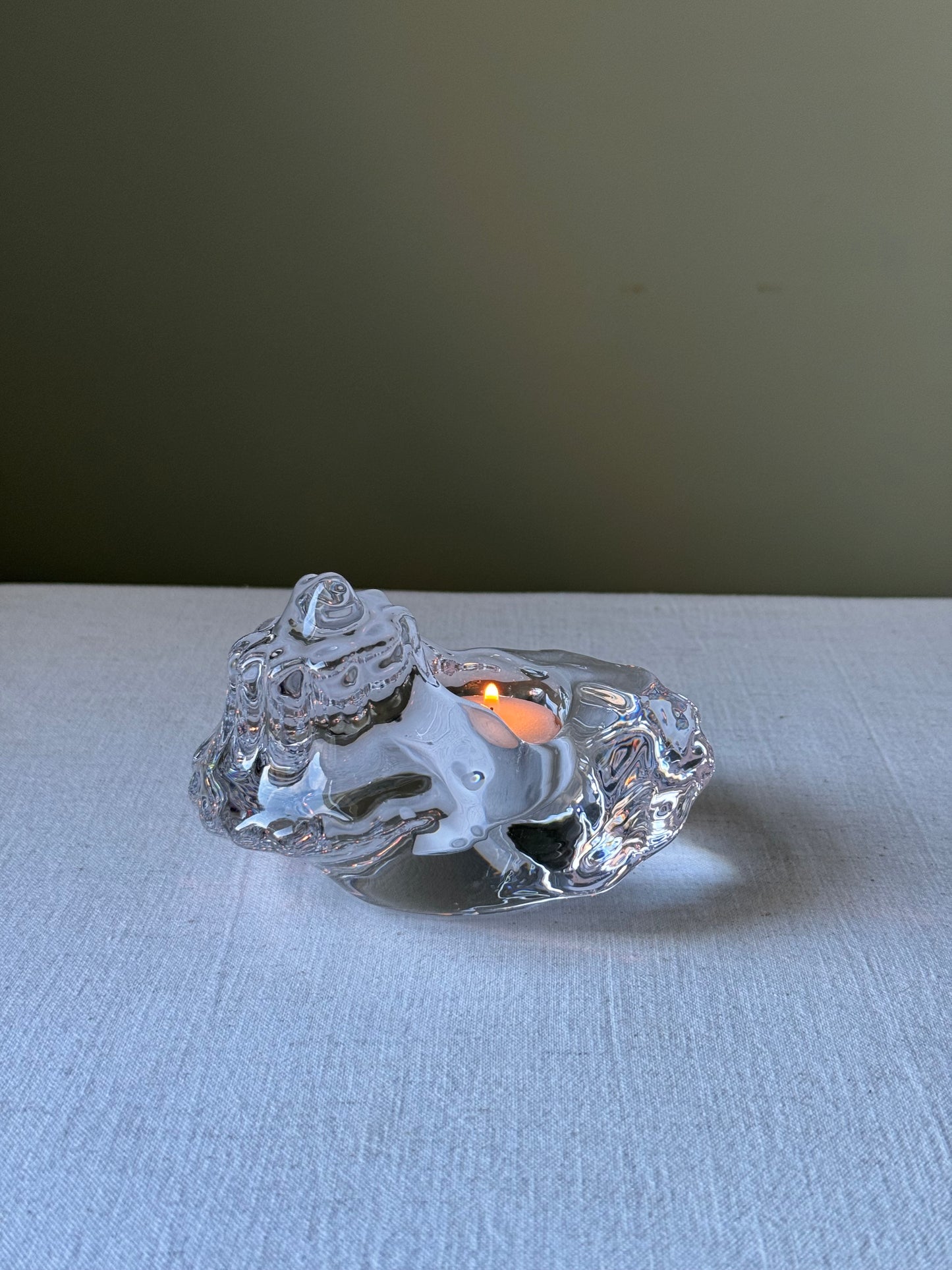 Conch Glass Tealight Holder by Orrefors Sweden