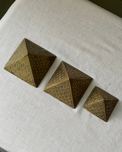 Trio of Brass Pyramids