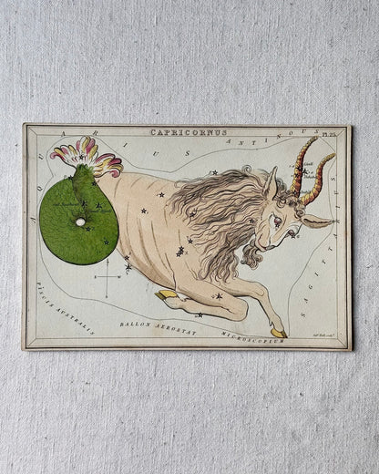 Antique Hand-Painted Constellation Print ‘Urania’s Mirror’ by Sidney Hall c. 1825