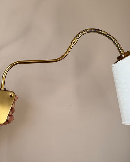 1970s Swedish Swan Neck Brass Wall Lamp by Hans-Agne Jakobsson