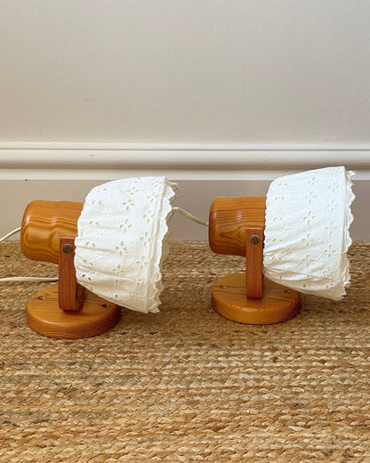 Pair of Swedish 1970s Markslöjd Pine Wall Lamps - Club Sourced