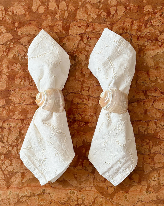 Pair of Pearlescent Shell Napkin Rings