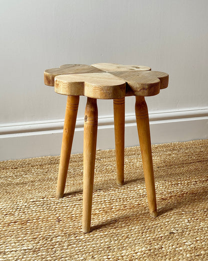Swedish Pine Clover Stool, c.1960s