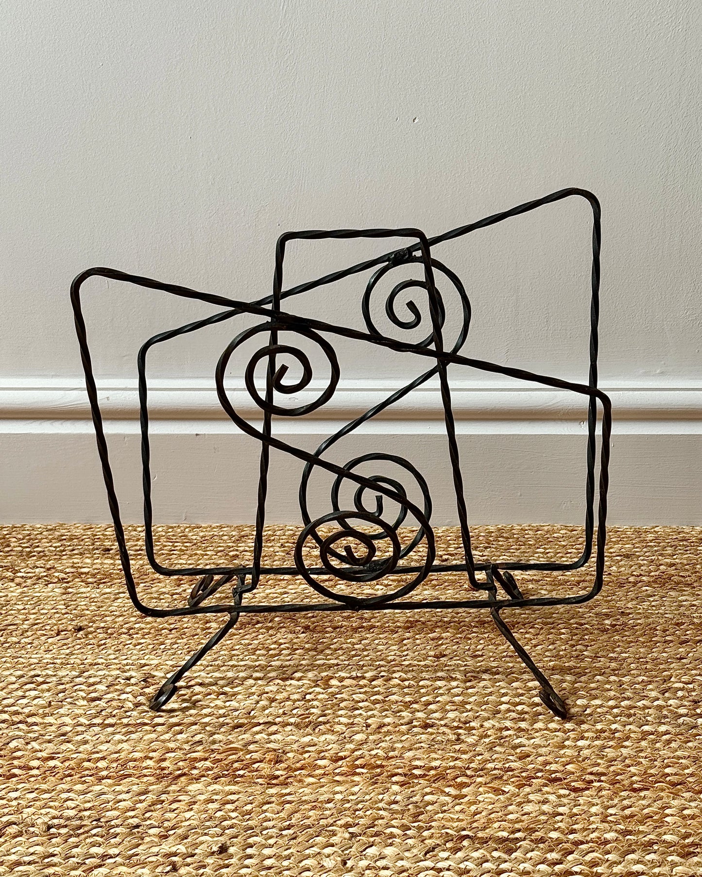 Wrought Iron Asymetric Spiral Magazine Rack