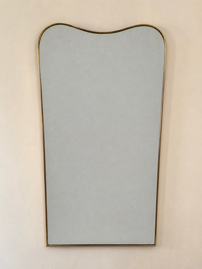 Large Italian Brass Shield Mirror, c.1960
