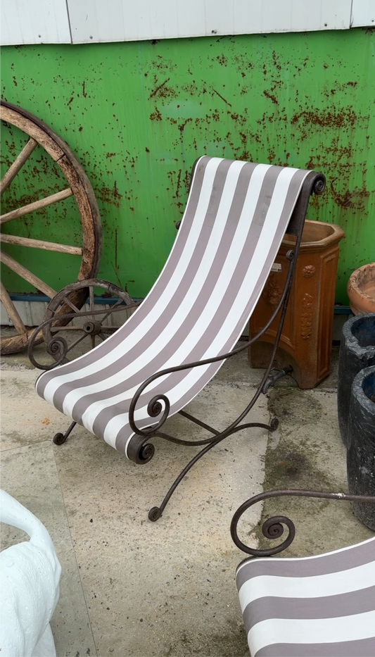 2 x French Wrought Iron Sling Chairs