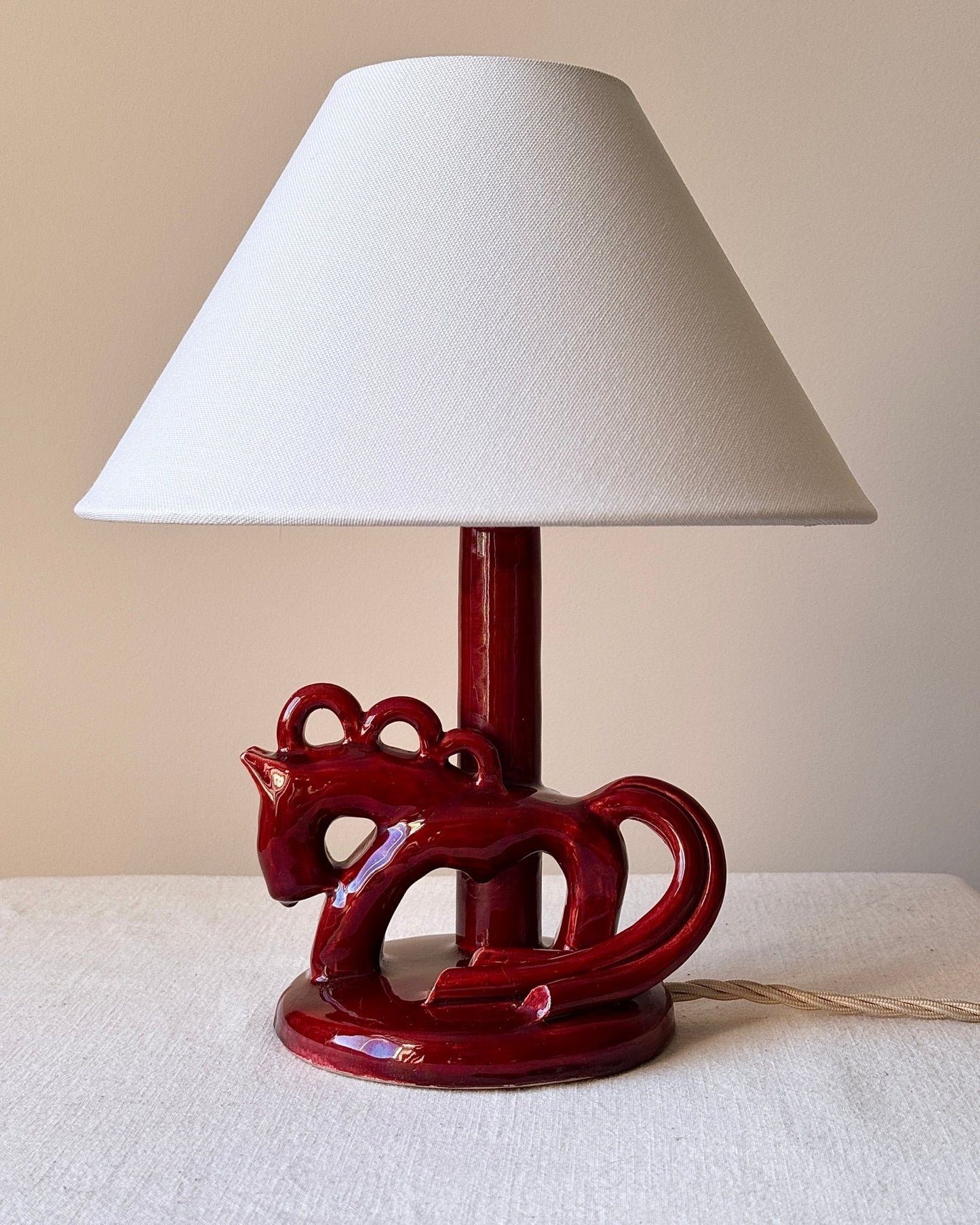 Red Ceramic Stylised Horse Table Lamp - Club Sourced