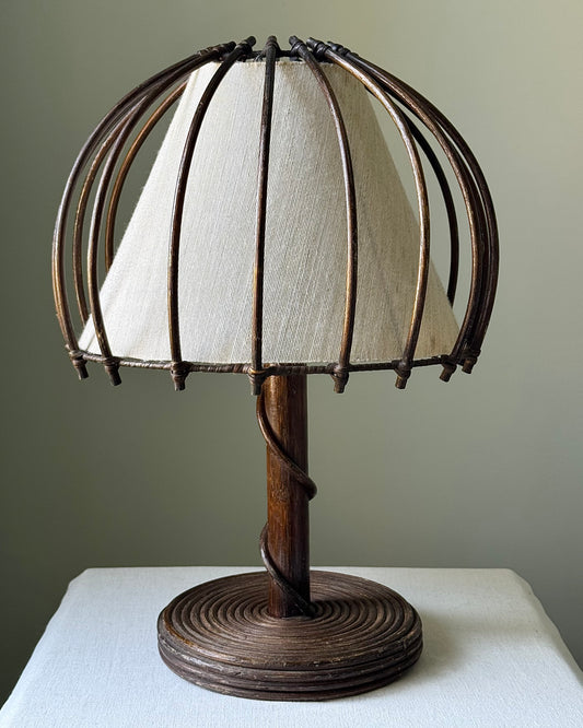 French Bamboo Table Lamp in the Manner of Louis Sognot