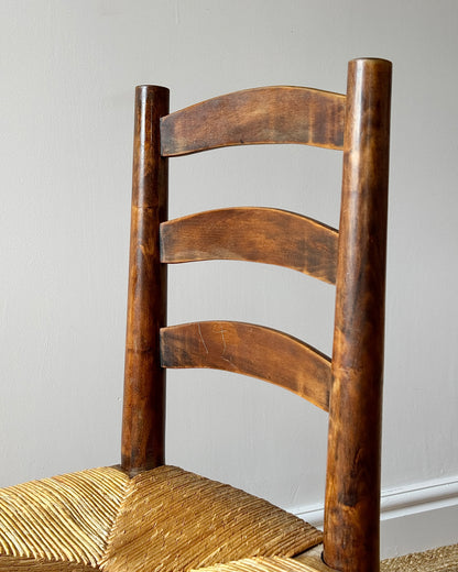 Set of 6 French Rush Ladderback Dining Chairs