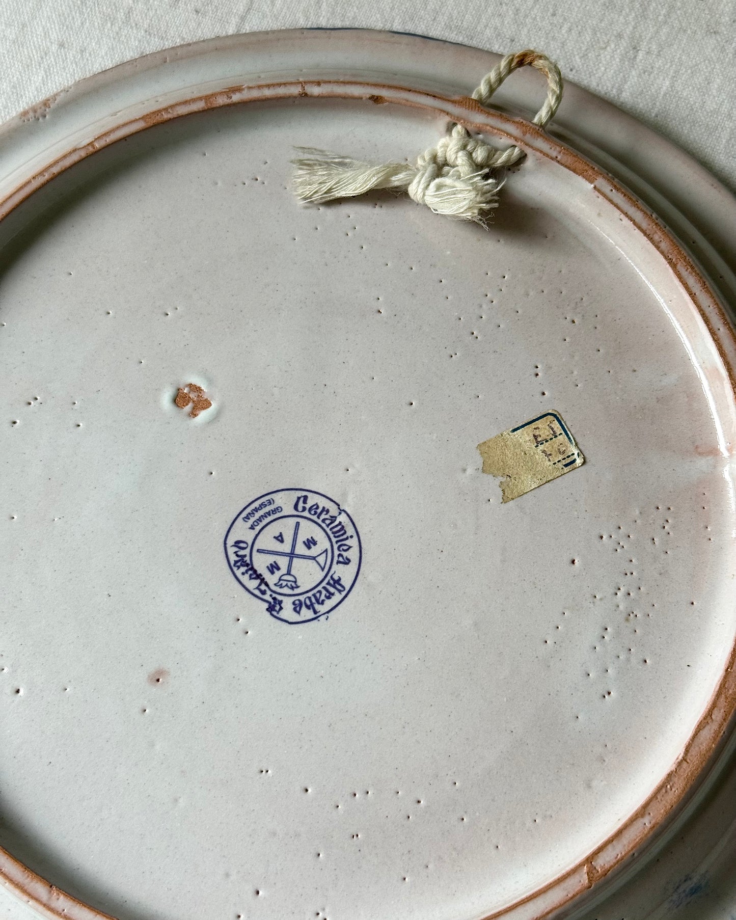 Fajalauza Ceramic Plate with Hand Painted Blue and Green Floral Motifs