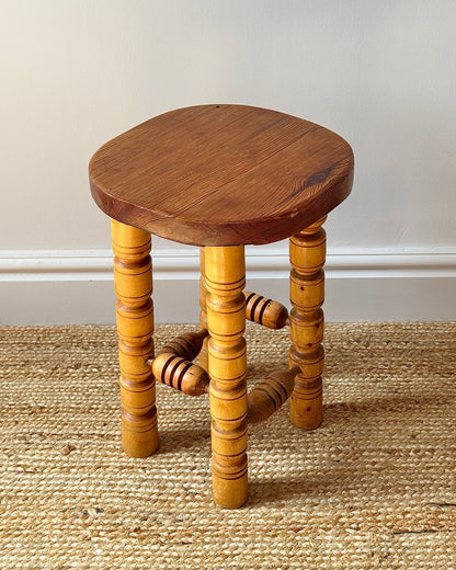 Pine & Beech Turned Stool