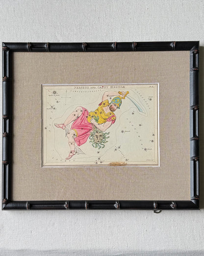 Antique Hand-Painted Constellation Print ‘Urania’s Mirror’ by Sidney Hall c. 1825