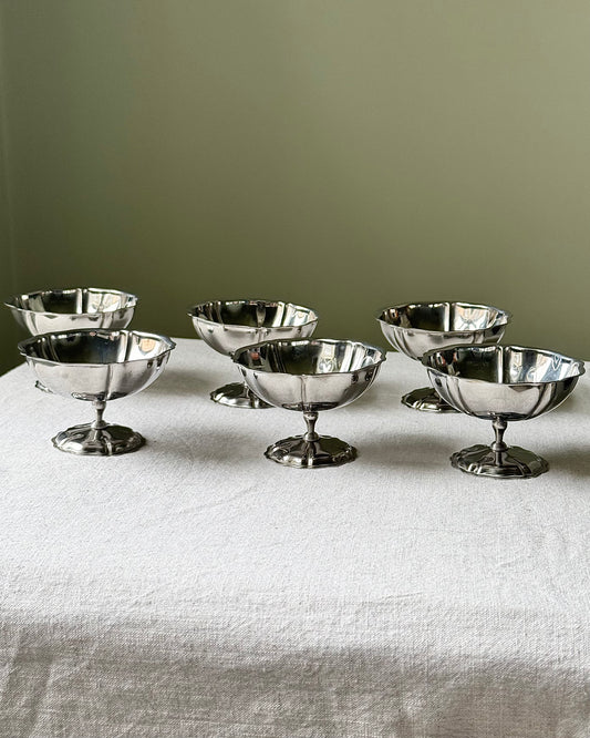 Set of 6 French Stainless Steel Coupes