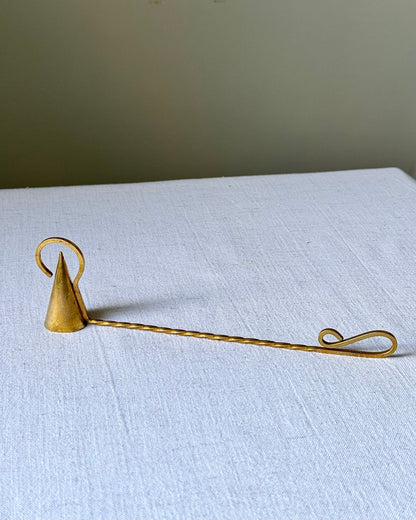 Mid-century Swedish Brass Candle Snuffer with Twisted Handle