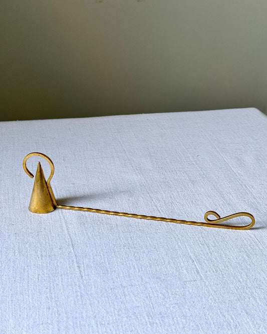 Mid-century Swedish Brass Candle Snuffer with Twisted Handle