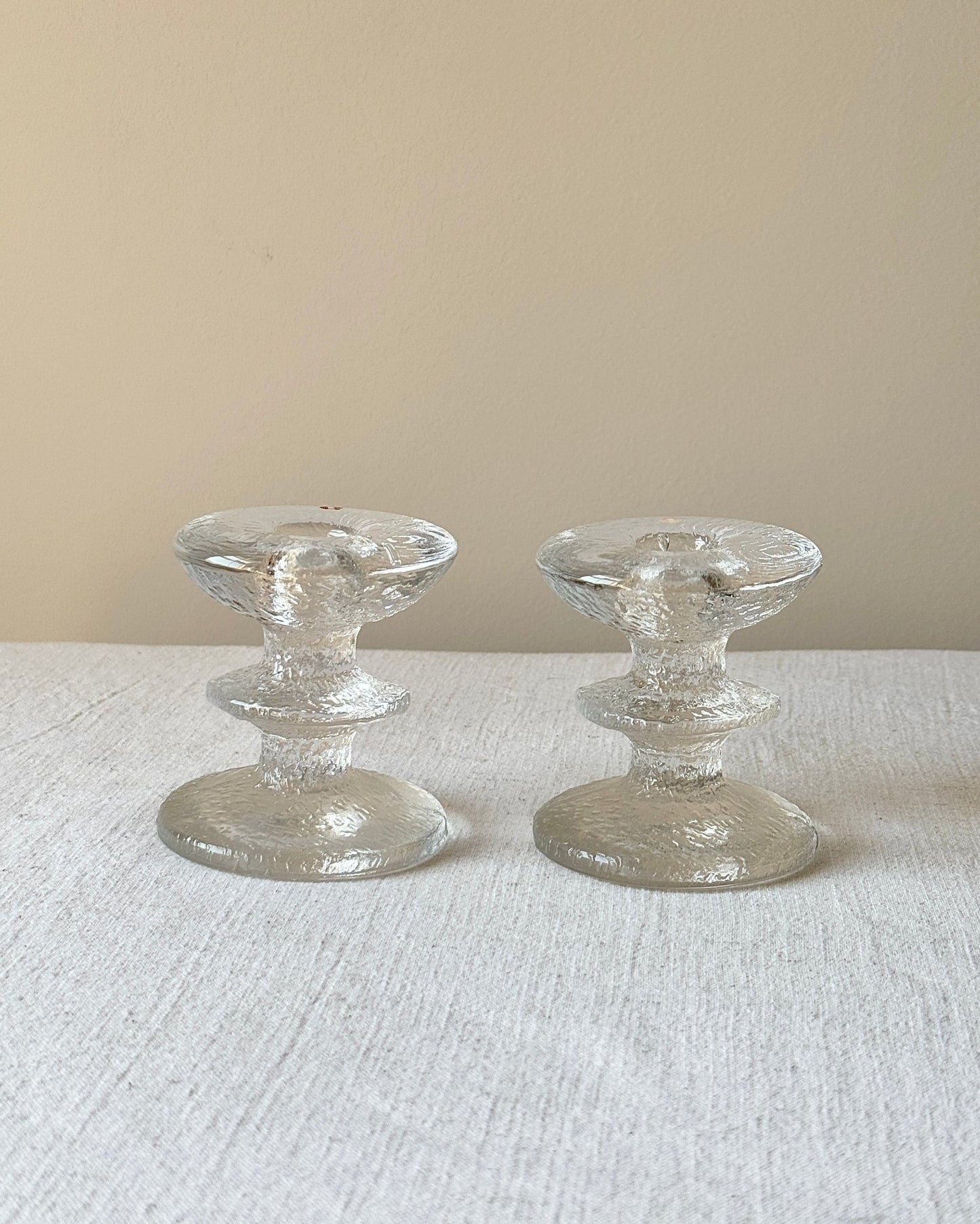 Pair of Mid-century Iittala Glass Candleholders - Club Sourced
