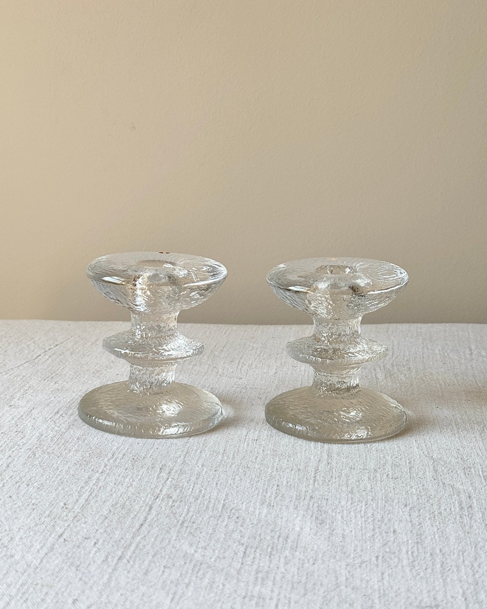 Pair of Mid-century Iittala Glass Candleholders - Club Sourced