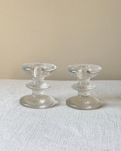 Pair of Mid-century Iittala Glass Candleholders - Club Sourced
