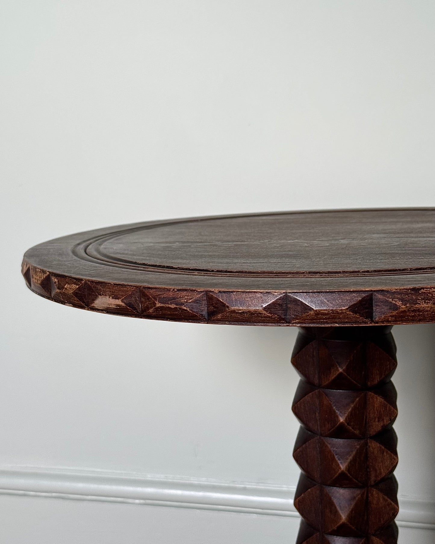 French Carved Oak Pedestal Table in the manner of Charles Dudouyt